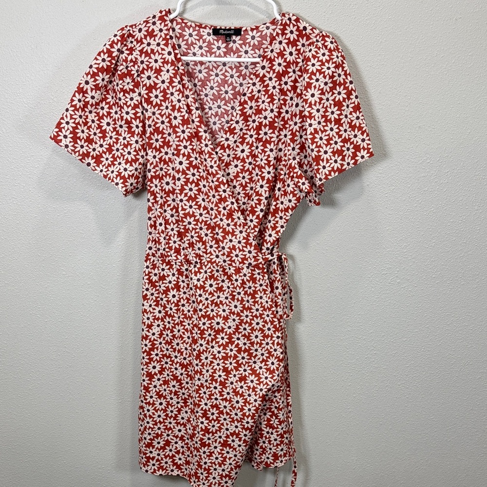 Madewell Red and White Daisy Print Mini Dress